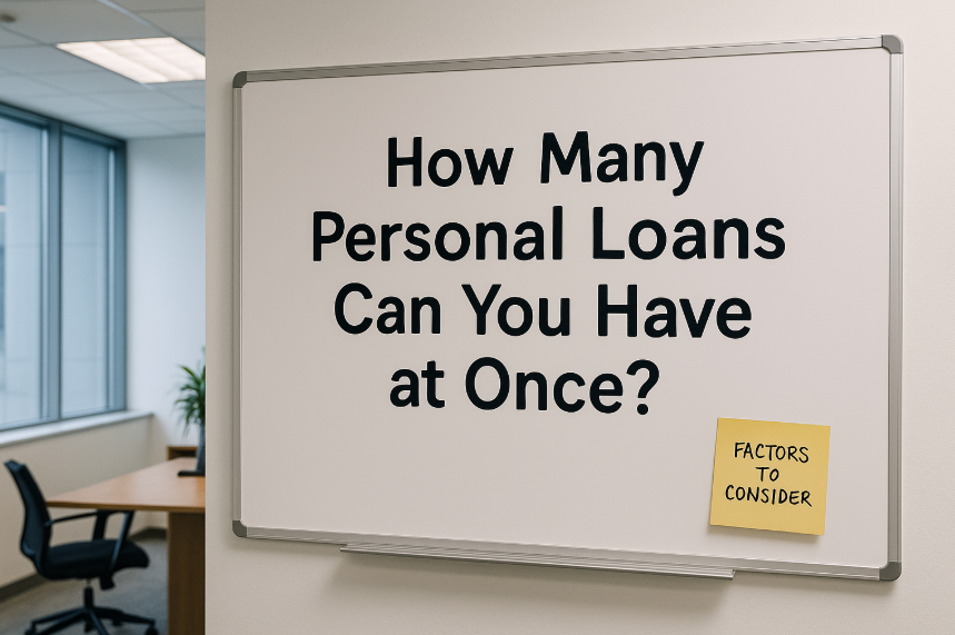 a white board and text on it "how many personal loans cann you have at once?