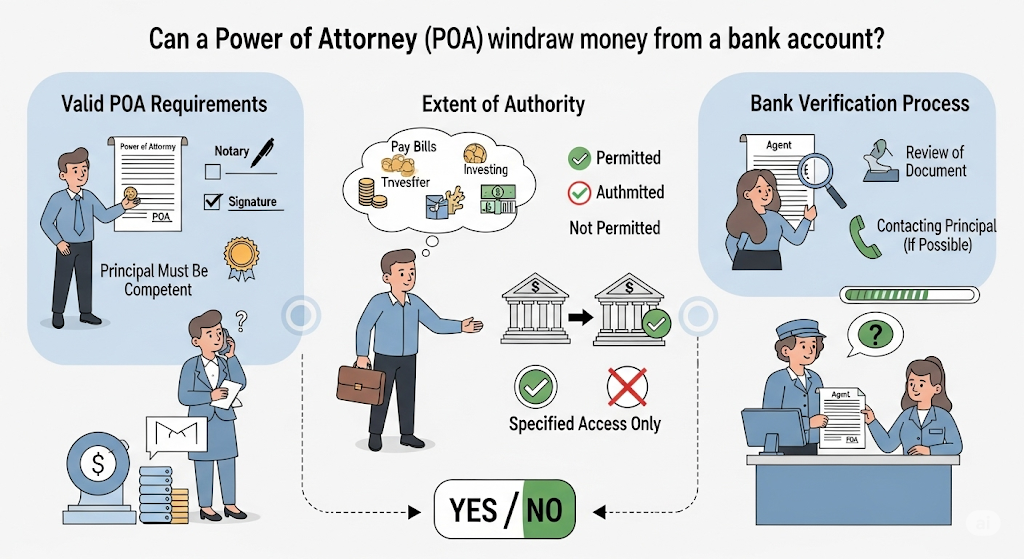 This image shows a Can a POA Withdraw Money from a Bank Account?