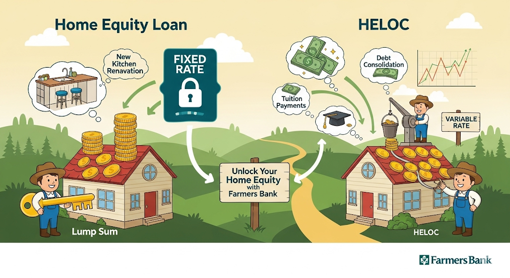 This image shows a Farmers Bank Home Equity Loan & HELOC