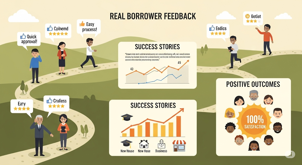 An infographic titled "CHOOSING YOUR LOAN TERM: A GUIDE TO FINANCIAL GOALS," illustrating the difference between short-term loans and long-term loans using human-like characters and scenarios like home renovations, medical emergencies, and education.