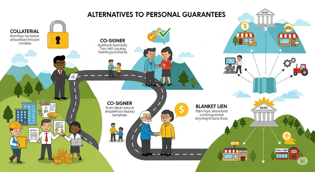 An infographic titled "RISKS & WHAT TO WATCH," showing various risks like environmental, cybersecurity, and what to monitor with human-like characters and icons like a magnifying glass and a locked padlock.
