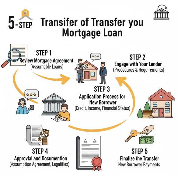 infographic image that show the steps for transferring a mortgage loan to another