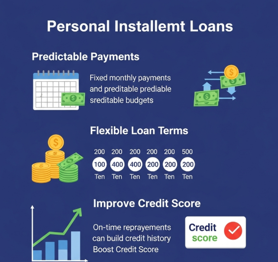 infographic image of showing the Benefits of Personal Installment Loans