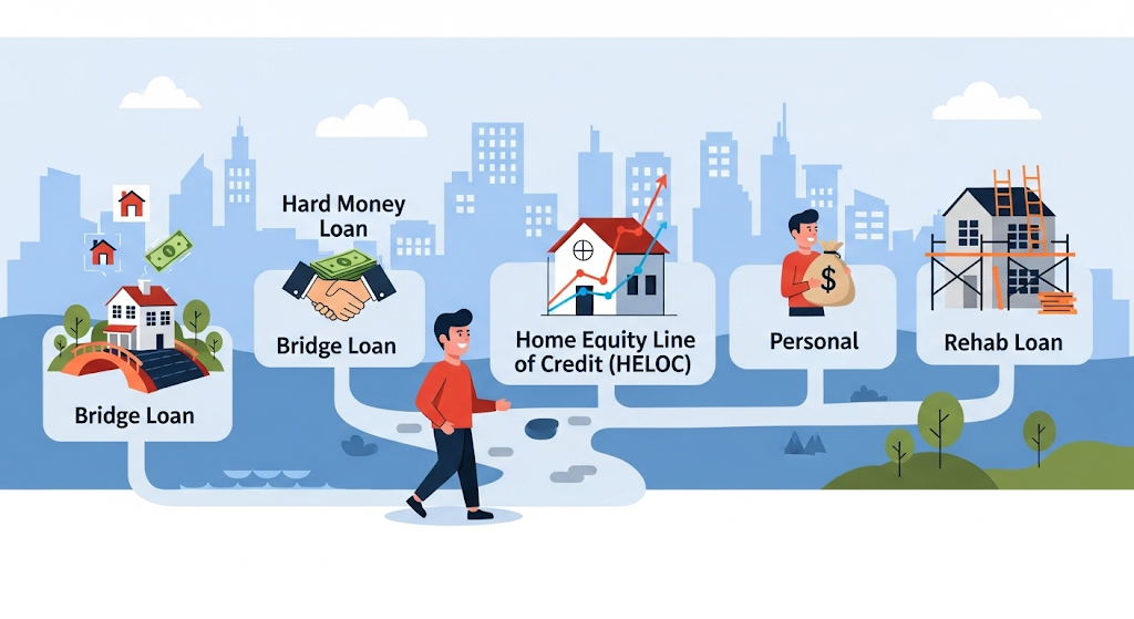 An infographic showing a woman on a snowy path with tips on "Responsible Borrowing" during the holidays, including creating a budget and prioritizing spending.
