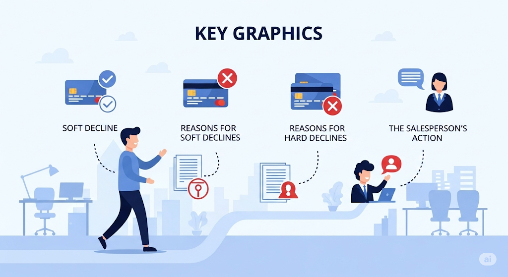 This image shows a Soft Declined Versus Hard Declined Credit Card in Sales Explained: Key Differences and Impact on Transactions