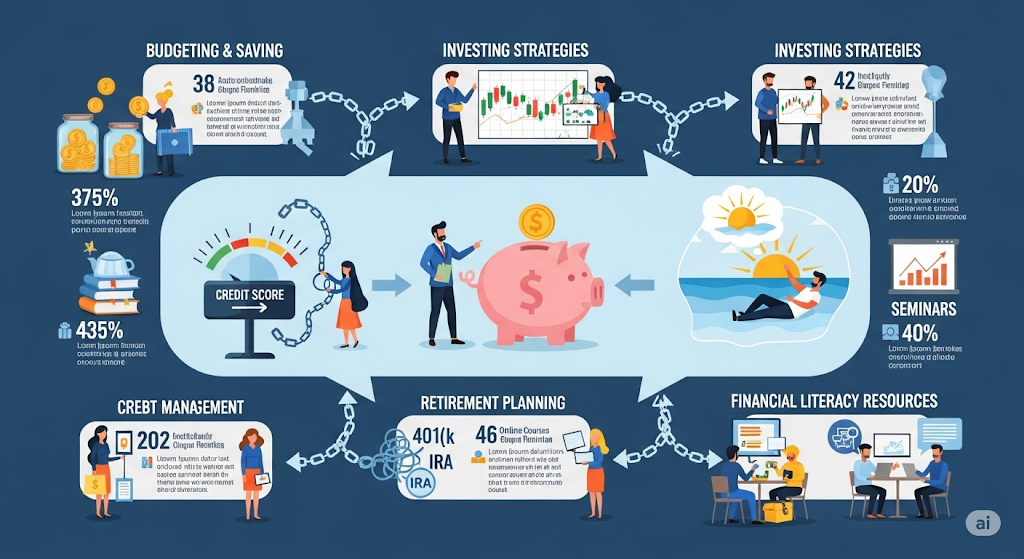An infographic titled "First Responder Personal Loans" showing police officers, firefighters, and medical personnel in a park-like setting with a road winding through it.