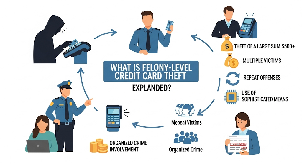 This image shows a What Is Felony Level Credit Card Theft Explained: Legal Consequences and Definitions