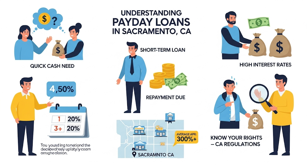 This image shows a Payday Loans in Sacramento, CA: The Ultimate Guide to Borrowing Smart