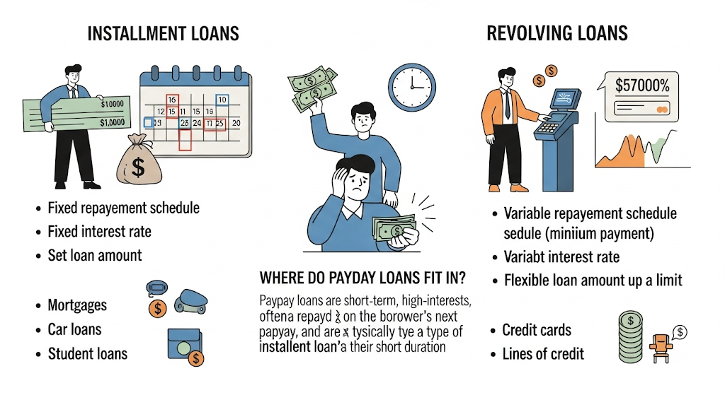 This image shows a Is a Payday Loan Installment or Revolving? A Complete Borrower’s Guide