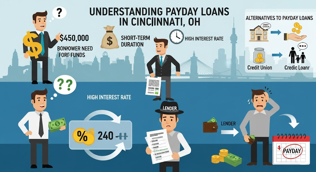 This image shows a Payday Loans in Cincinnati, OH: Quick Relief or Debt Trap?