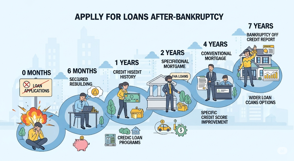 An infographic showing a strategic process for getting the best deals, with a winding path of gears and human-like characters illustrating different concepts.