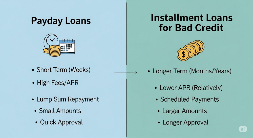 Comparing Payday Loans to Installment Loans for Bad Credit