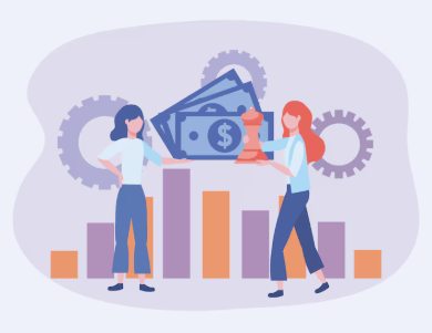 An infographic on the future of payday lending in Fort Worth, showing a variety of illustrations related to technology, finance, and data analysis, including a man and a robot shaking hands.