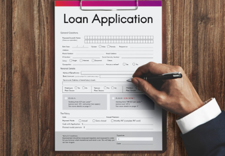 An infographic showing the payday loan cycle, from healthy credit to increased debt, with illustrations of low-interest loans, high fees, and a negative impact on credit scores.
