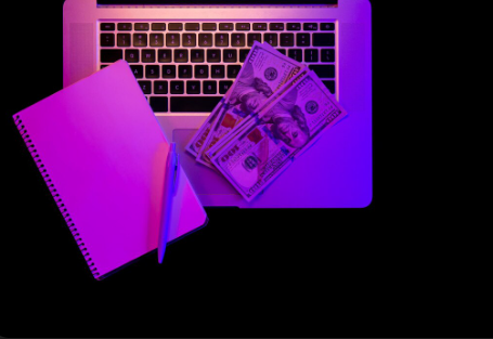 
A person is chained by the ankle to a large spiky ball labeled "DEBT," trying to walk away with clenched fists and a determined expression.