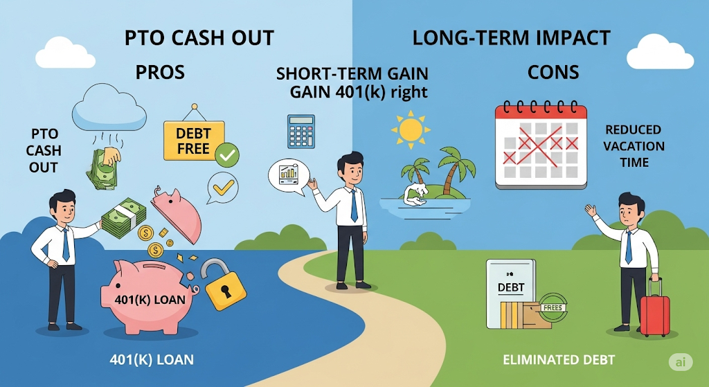 This image shows a Can You Cash Out PTO to Pay Off a 401(k) Loan