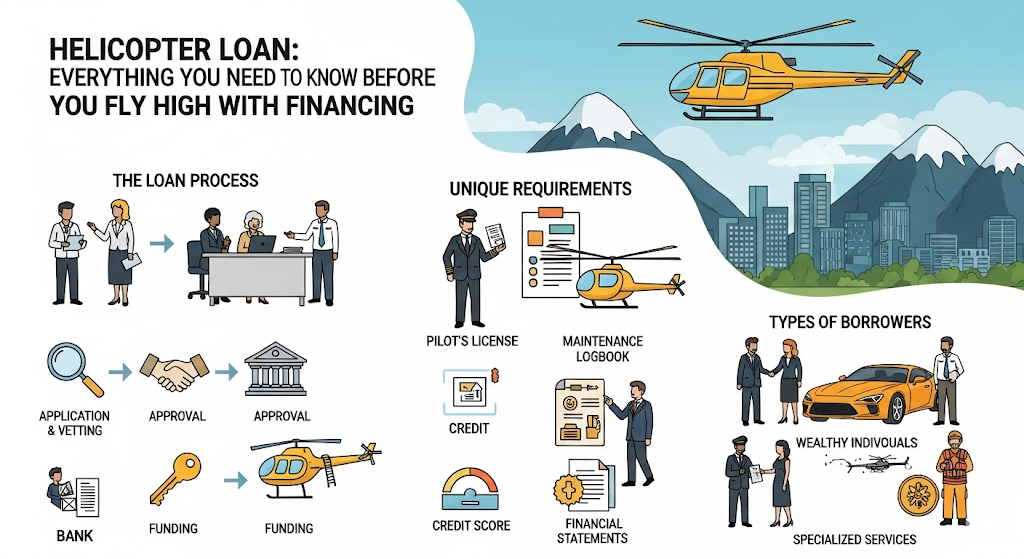 This image shows a Helicopter Loan: Everything You Need to Know Before You Fly High with Financing