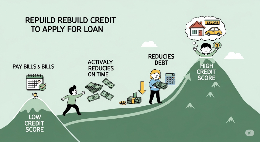 An infographic depicting the safety of using loan apps in the UAE, with three human-like characters, a large padlock, and a smartphone displaying a loan application with a shield and checkmark.