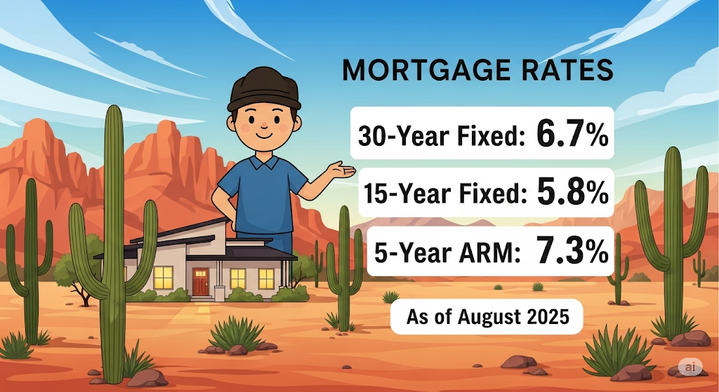 An infographic showing Arizona's 2024 conventional loan limits, with the limit for one-unit property loans in most counties set at $766,550, with a desert background.