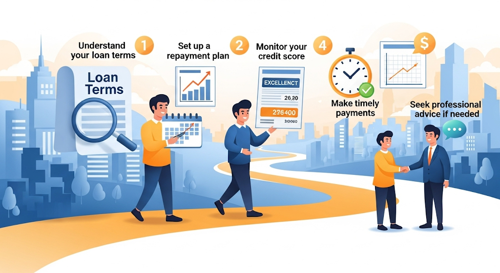 An infographic titled "First Responder Personal Loans" showing police officers, firefighters, and medical personnel in a park-like setting with a road winding through it.